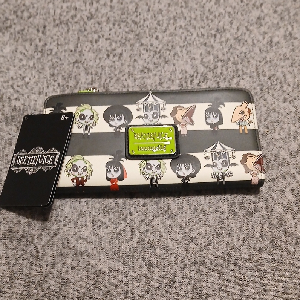 Beetlejuice Character Stripe Wallet with Lime Logo Plaque